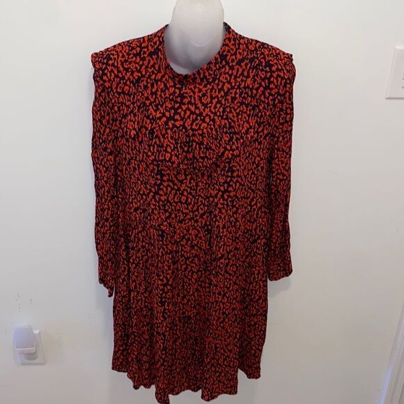 Zara Premium Denim Cheetah Leopard Dress Viscose Loose Medium M - Picture 5 of 9